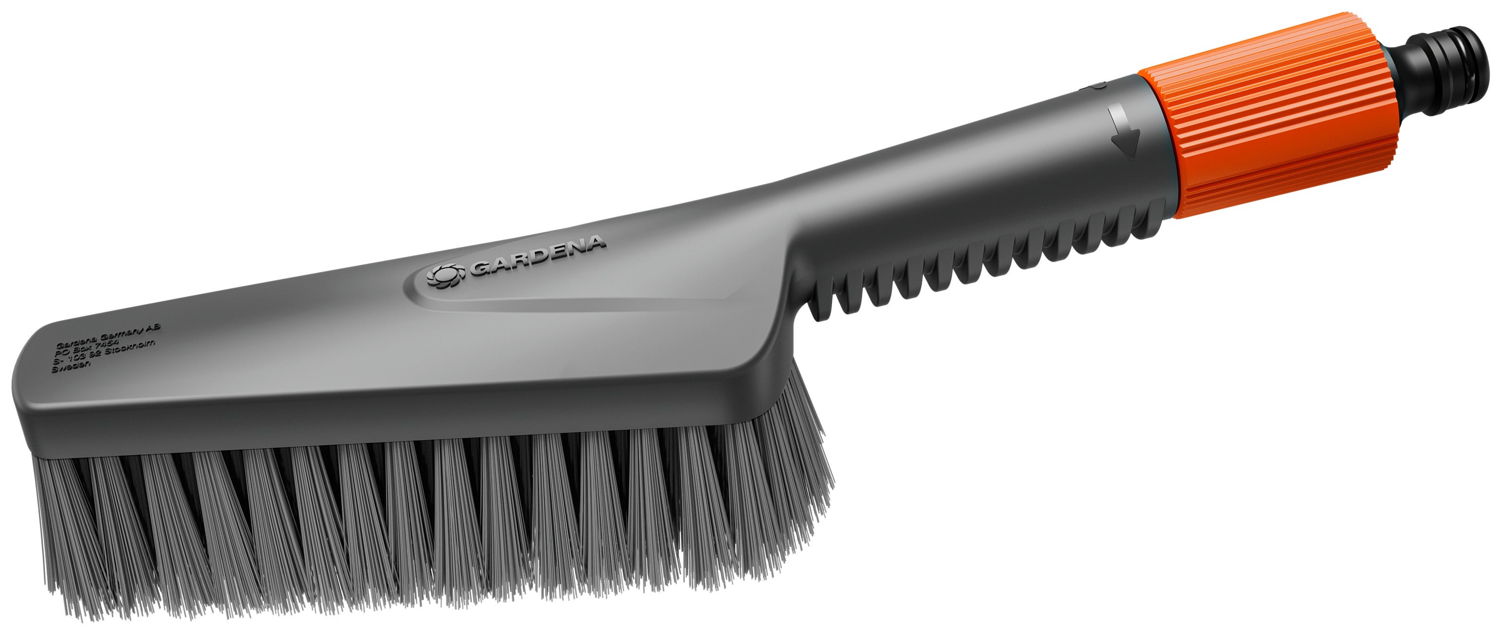 Gardena Spazzola manuale Cleansystem S soft: spazzola con raccordo per tubo, corpo piatto, per punti stretti e superfici delicate, con regolazione flu
