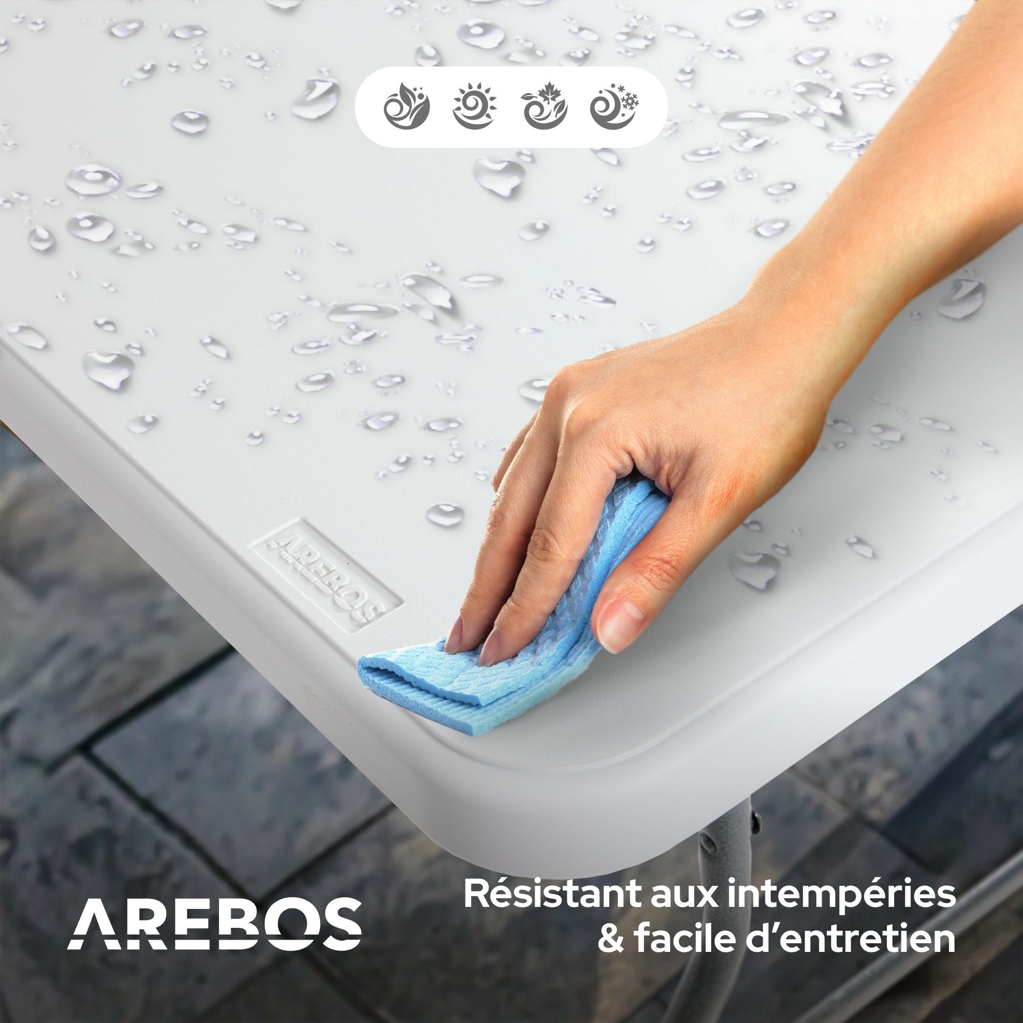 Set de Table et Bancs - 3-pièces Set de Table + 2 x Banc Set de Table de fête pour l'intérieur - l'extérieur Set de Table de bière Blanc - 8