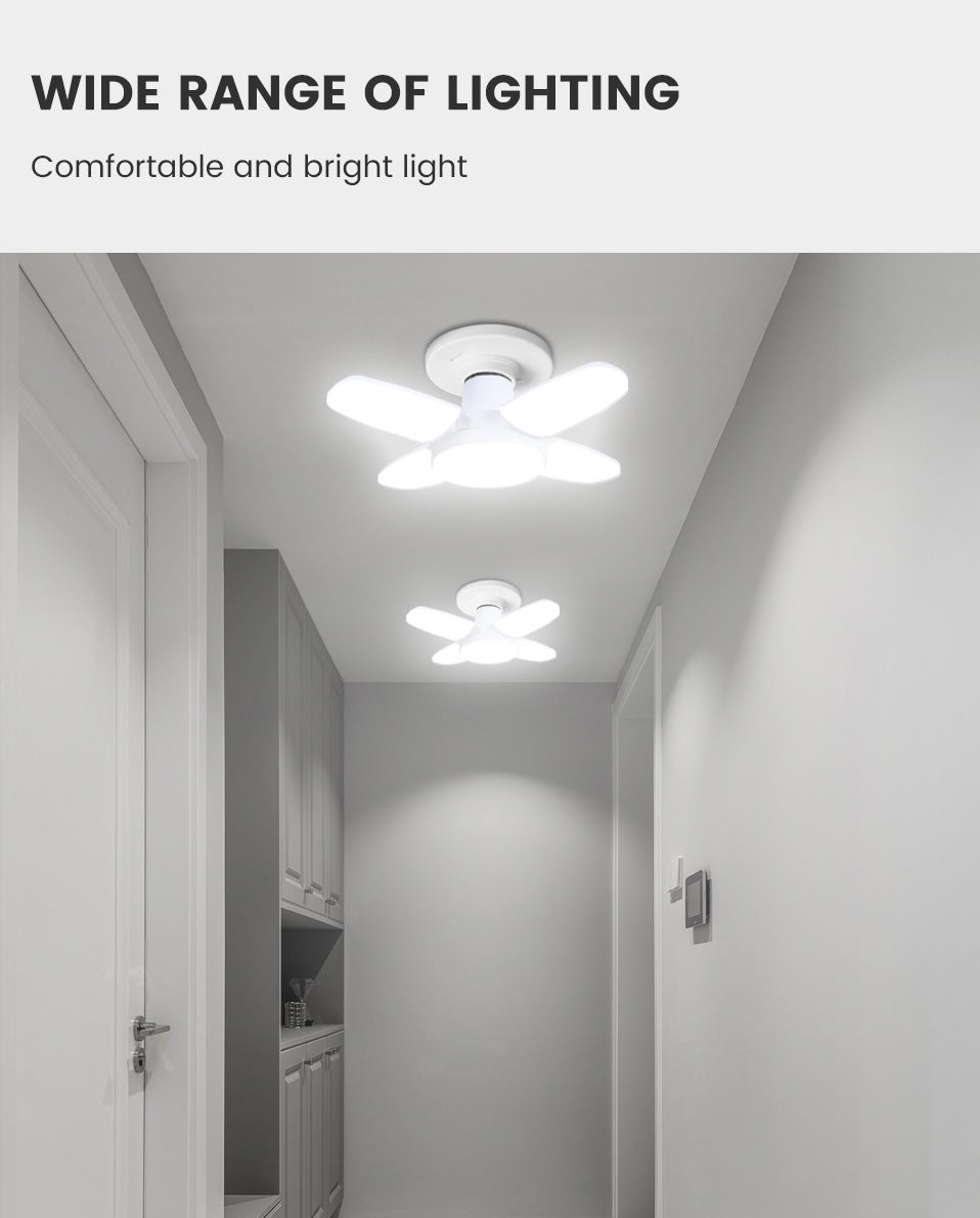 Lot de 2 Lampes LED de Garage 60W 6000LM, Plafonnier Déformable à 4 Panneaux Réglables 360° - 4