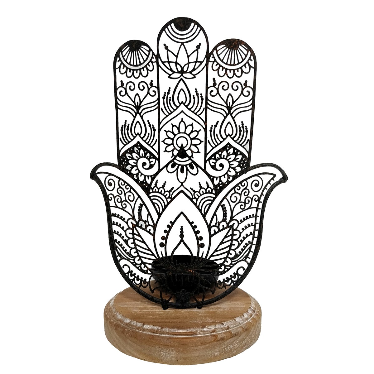 Origen home decor candelabro mano de fatima jarrones y portavelas gris 23x16x10cm