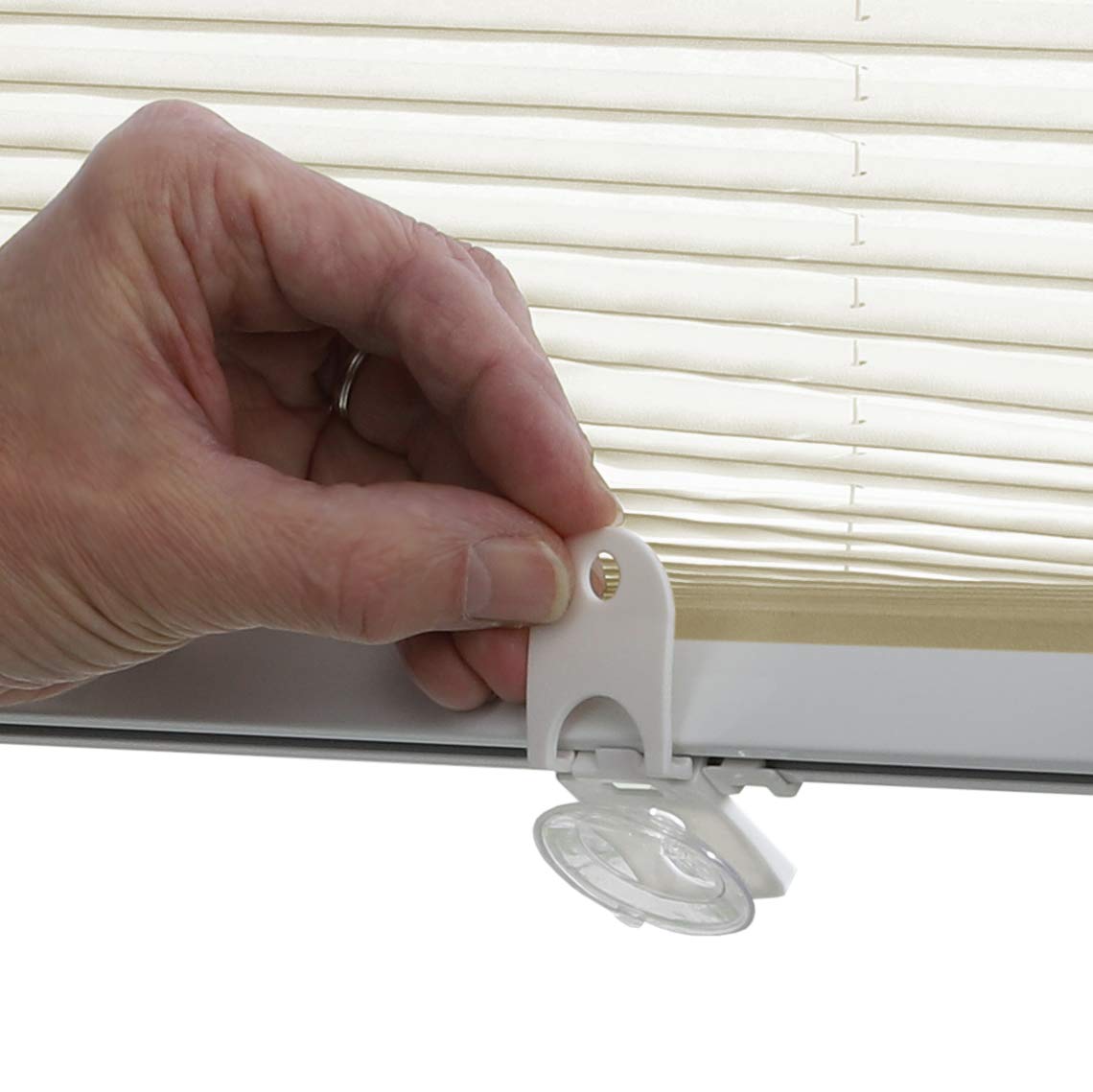 Gardinia Tenda Plissettata Solo con Ventose, Tenda Pieghevole Opaca, Parti per Il Montaggio Incluse, 2 Binari in Alluminio, Crema, 50 x 130 cm (LxH) - 2