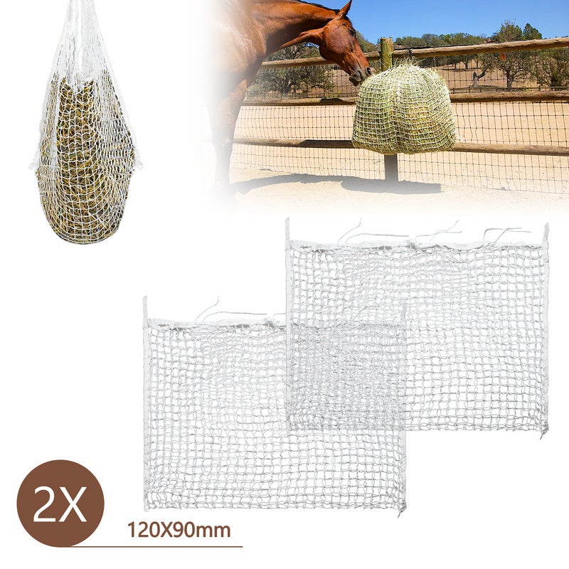 Rete Per Fieno 120x90cm Per Cavalli - Maglie Strette, Anti-Spreco, In Nylon Poliestere, Bianco - Foto 4