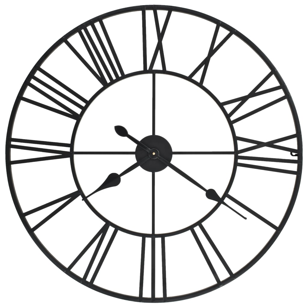 Vidaxl Reloj De Pared Vintage Movimiento Cuarzo Metal 80 Cm Xxl Negro , Leroy Merlin