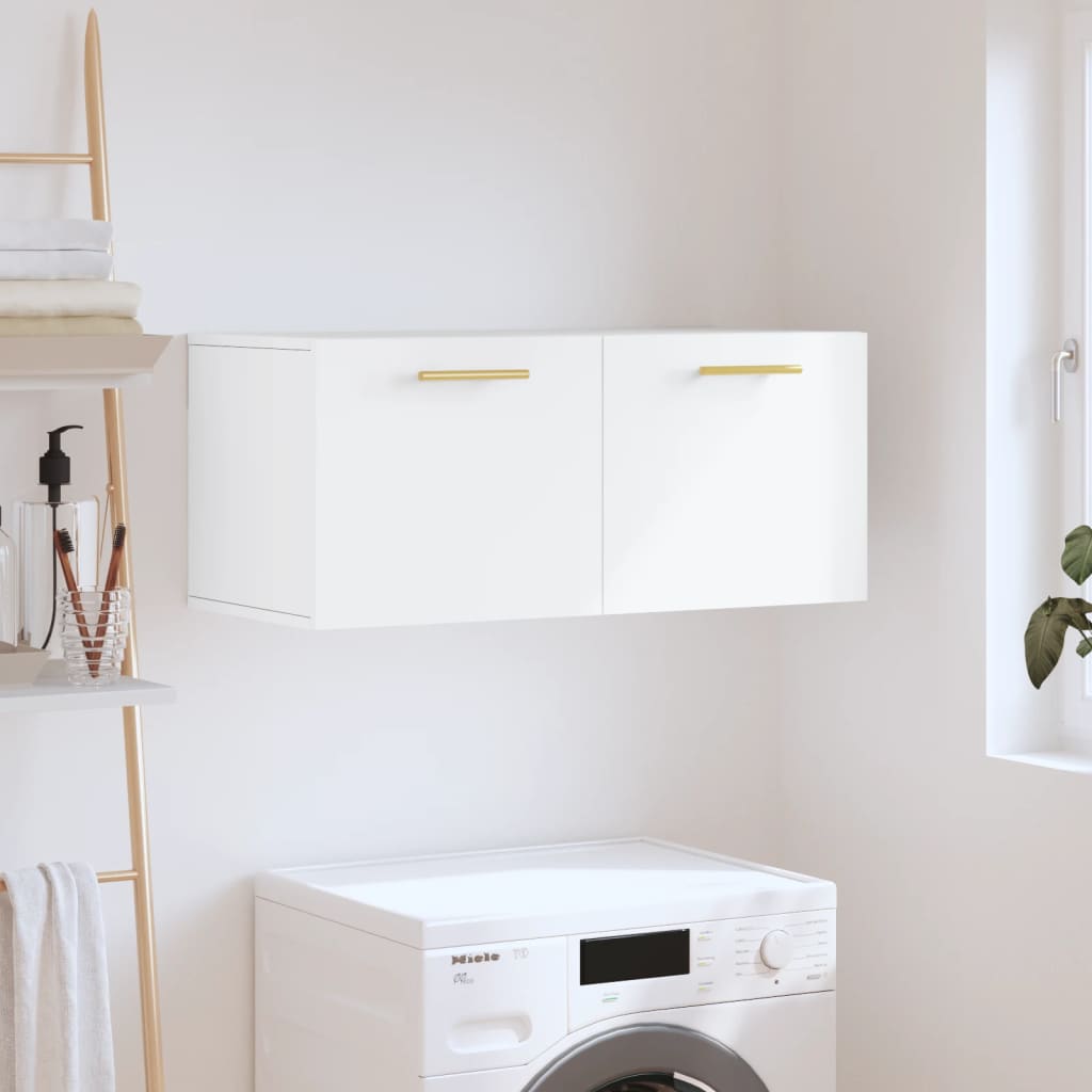 Mobile A Parete VidaXL – Legno Multistrato Bianco – 80x36.5x35 Cm – Con Spazio Espositivo – Da Assemblare