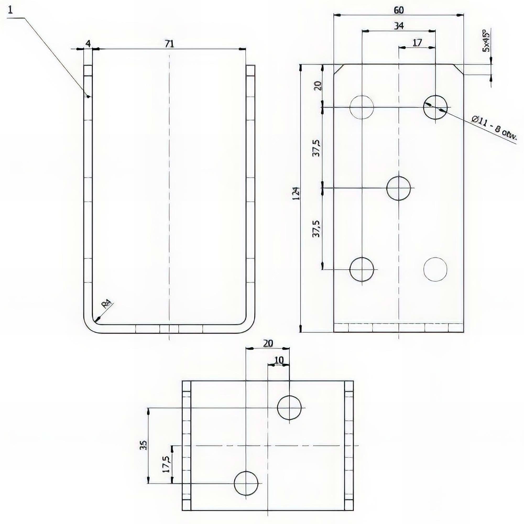 Embase pied de poteau en U zinguée à visser - 71 x 120 x 4 mm - 4