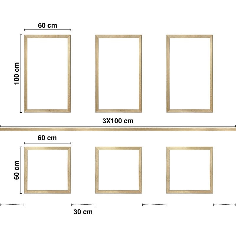 Moulures murales en bois décoratives en kit de 6 cadres - Apolline - 3 mètres - Faciles à coller et prêtes à peindre - Fabrication française - 3