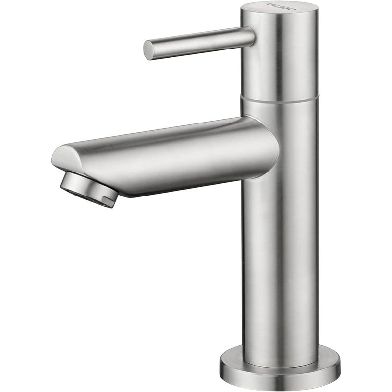 Chromowany kran do zimnej wody z elastycznym wężykiem przyłączeniowym, bateria umywalkowa do łazienki, wysokość wylewki 175 mm