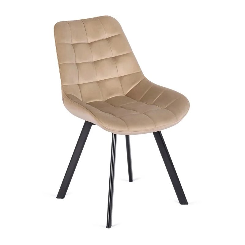 Krzesło Tapicerowane Welurowe Do Jadalni Salonu Pikowane Loft Beżowe RICK