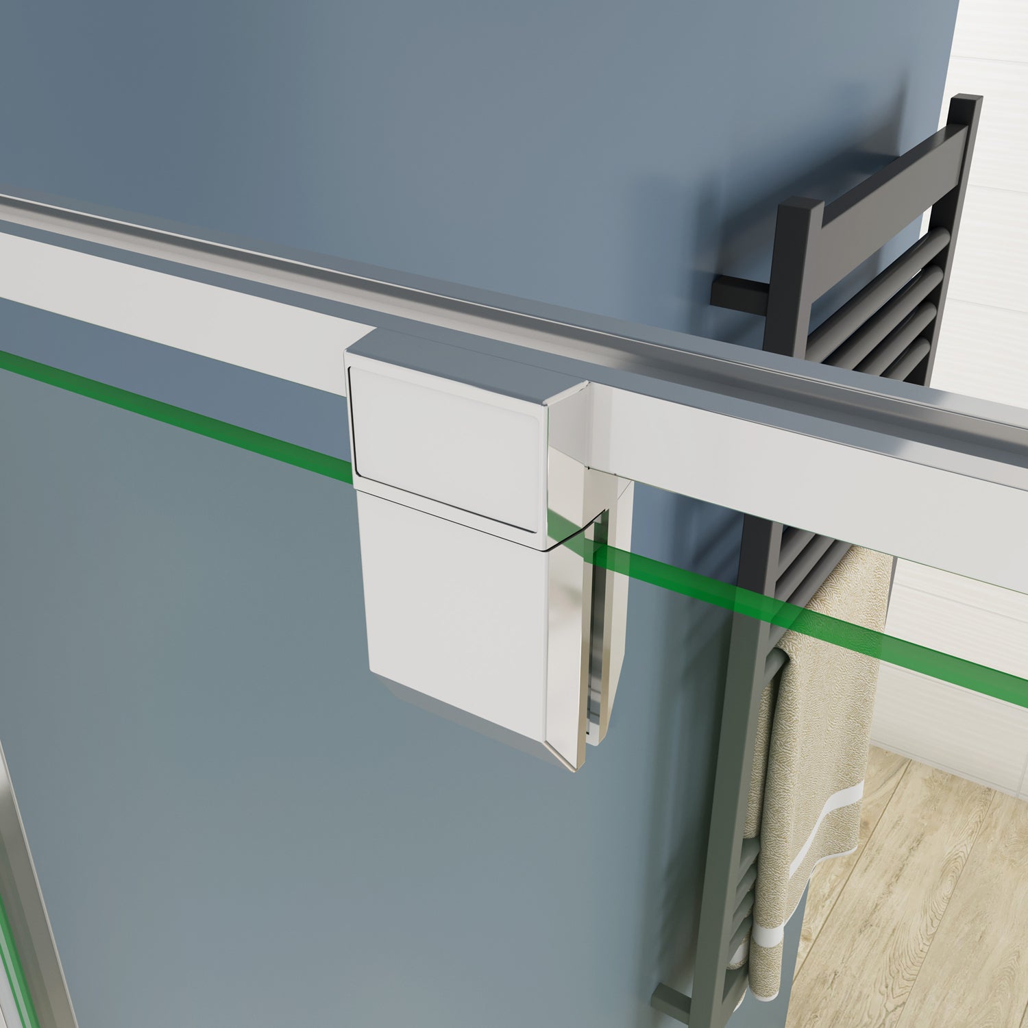 Porta Battente Per Nicchia 86x185 cm in Vetro Temperato Trasparente da 5mm Ingresso Totale Profilo Cromato - 6