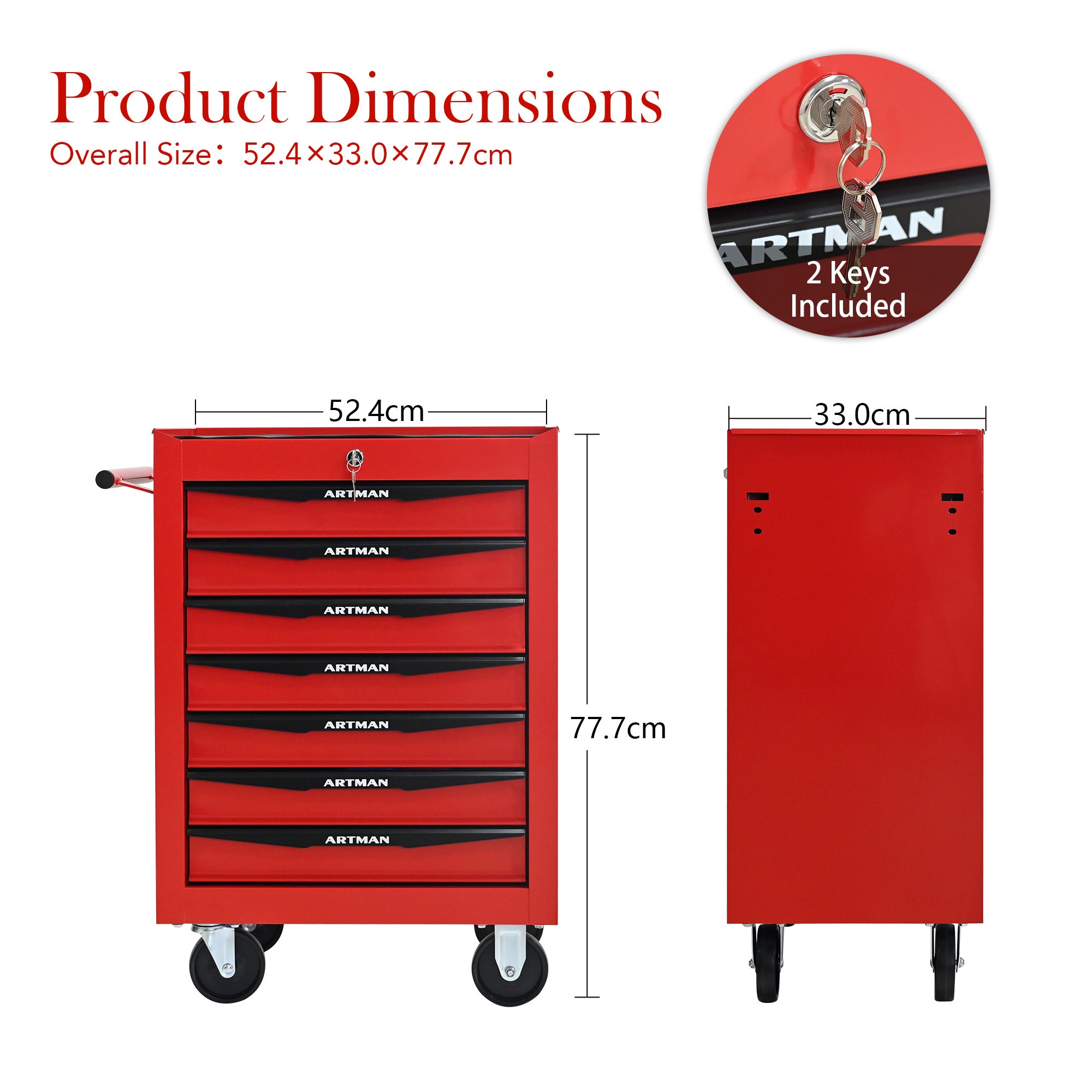 Coffre à outils roulant en métal à 6 tiroirs, armoire à outils pliable en 6 parties avec glissières à billes, organisateur de rangement d'outils - 5