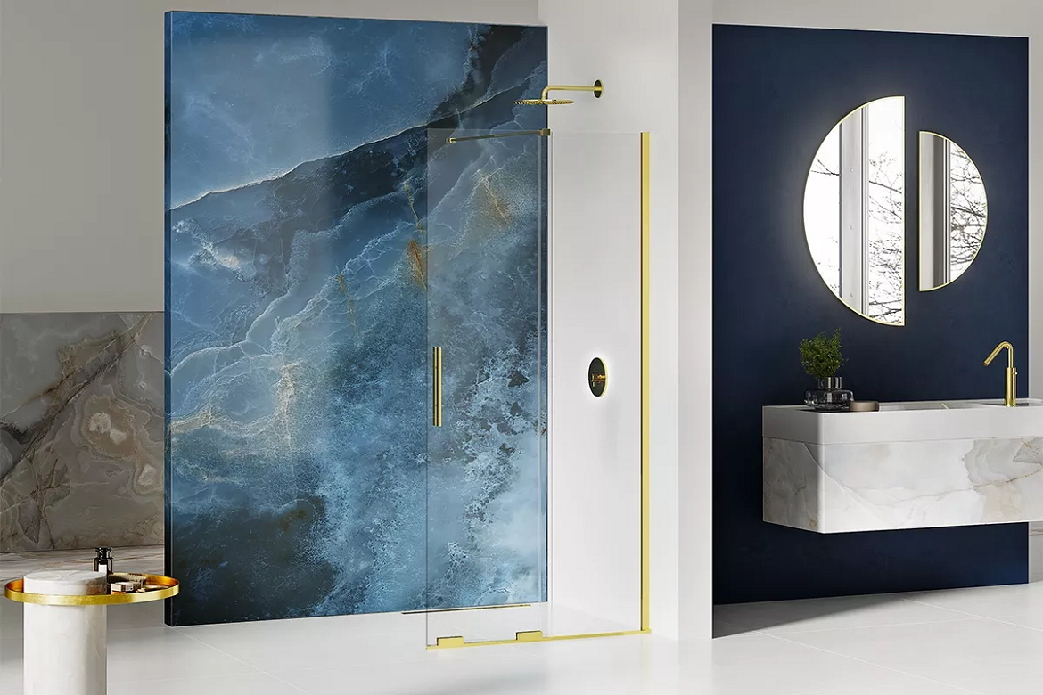 Paroi De Douche Doré 100 Cm