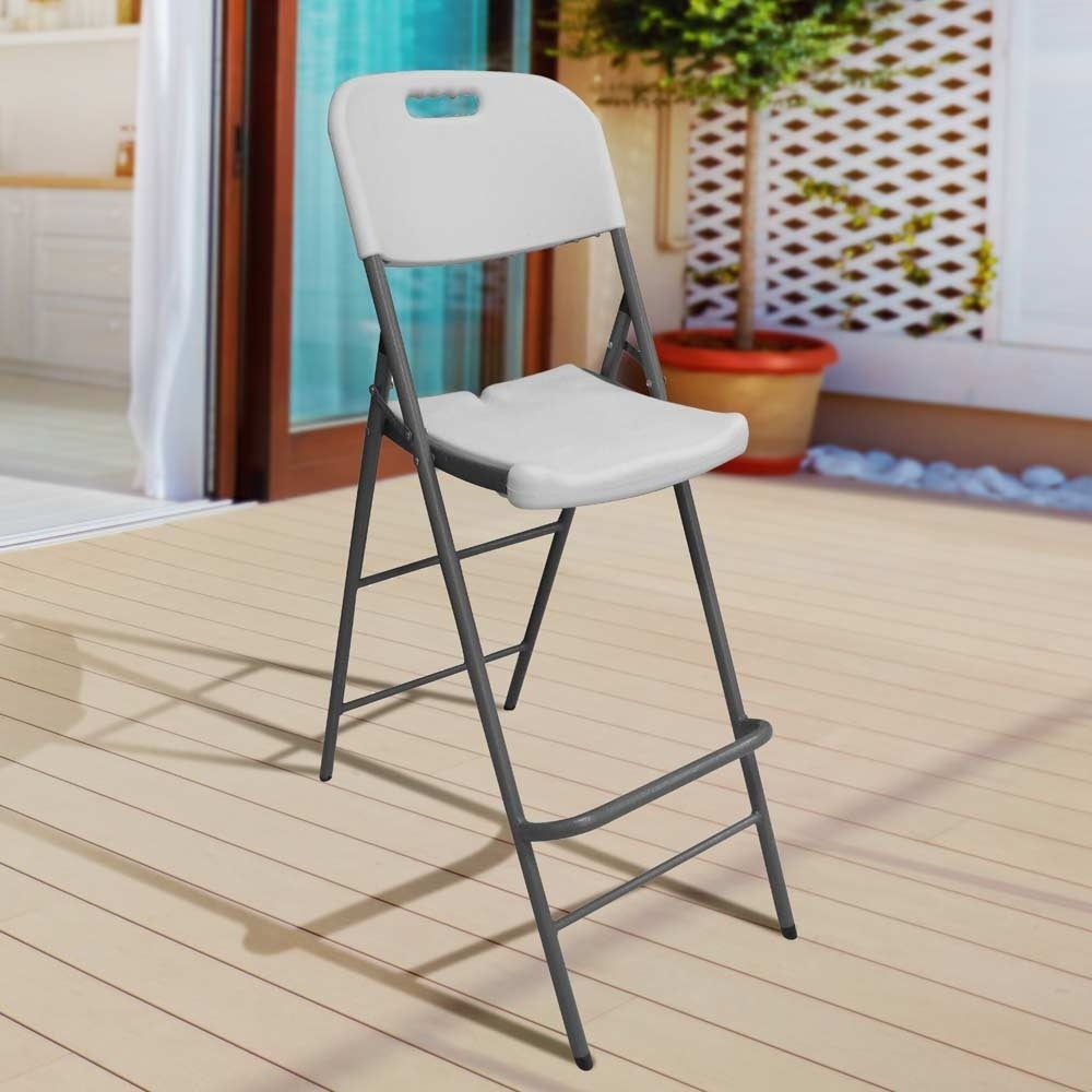 Chaise haute pliante blanc et gris 45 x 79 x 121 cm TERRE JARDIN - 2