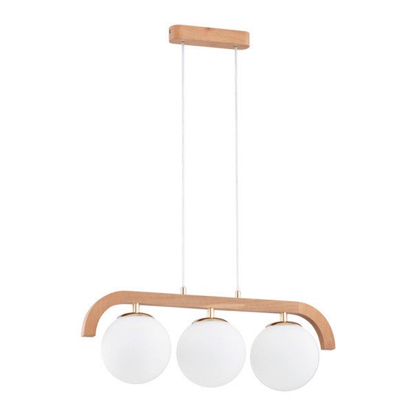 Lampa wisząca Kryza jasne drewno-biała 3xE14x10W wym: 80 x 58 x 15 cm metal Alfa