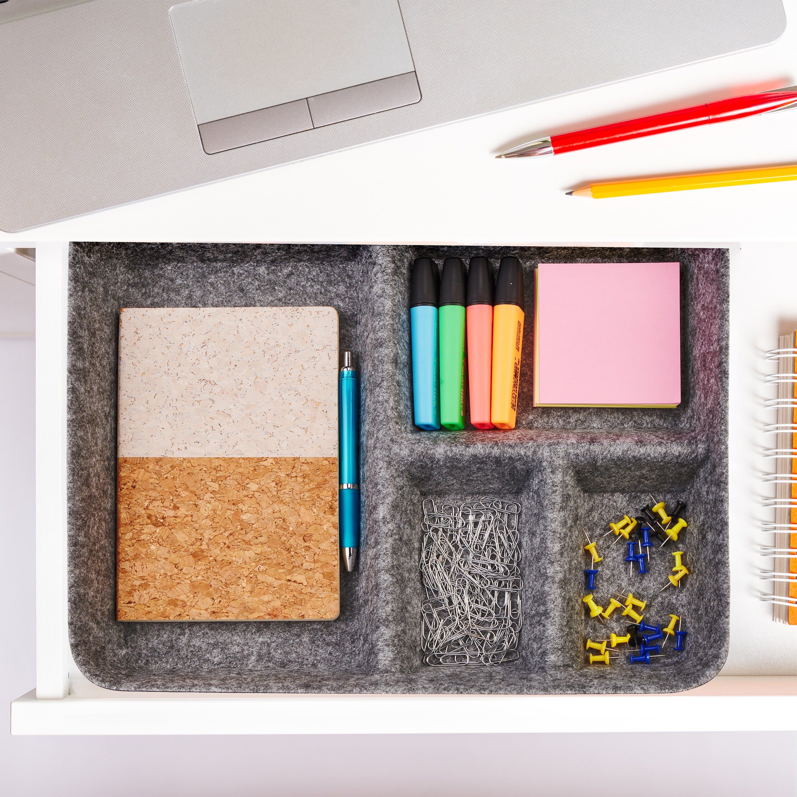 Set 8 Organizer Per Cassetti In Feltro | Grigio Scuro, Vari Formati, Ecologico