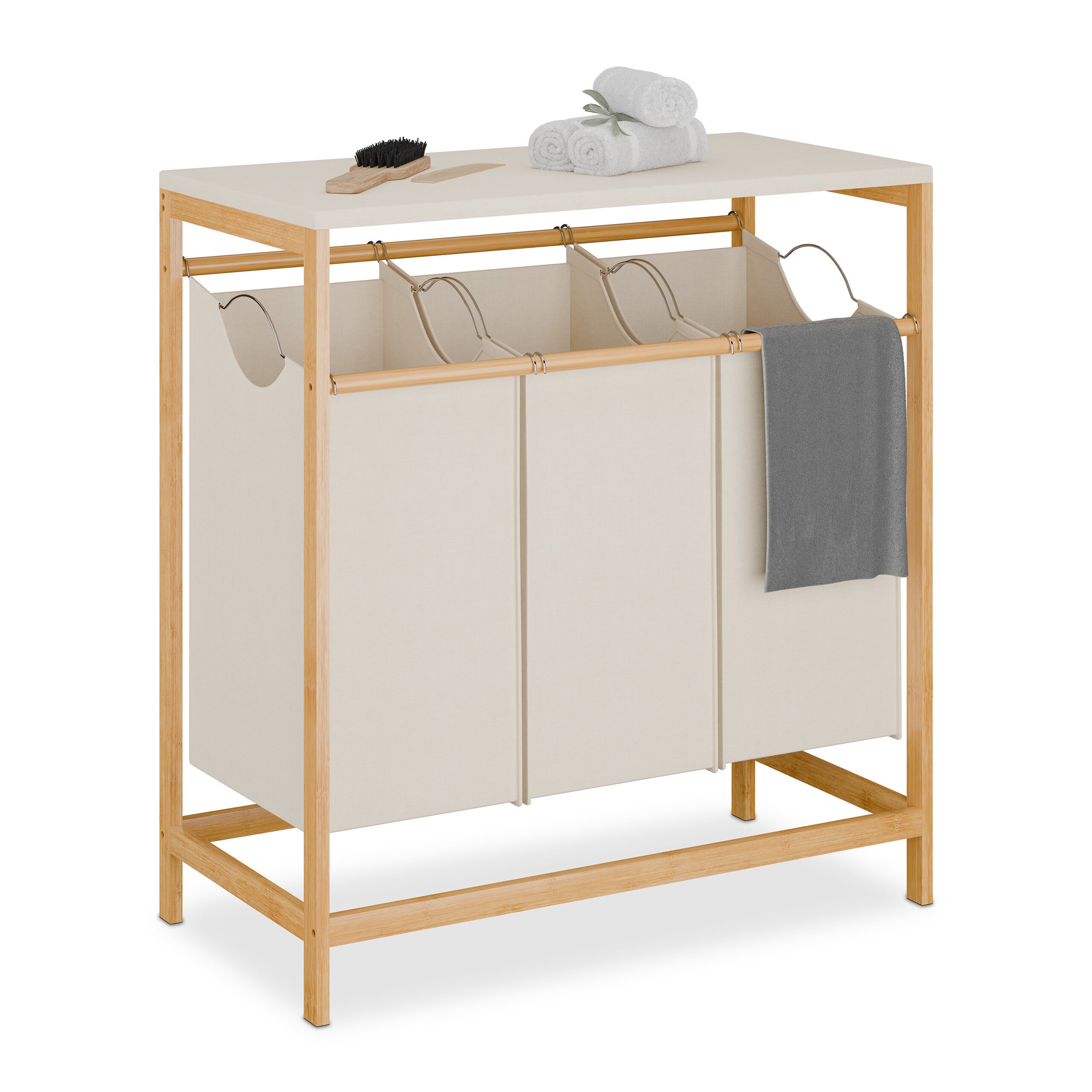 Relaxdays Meuble à Linge Avec 2 Paniers Extensibles - Rangement Pratique Et Élégant Noir/Marron 162x80x34 Cm