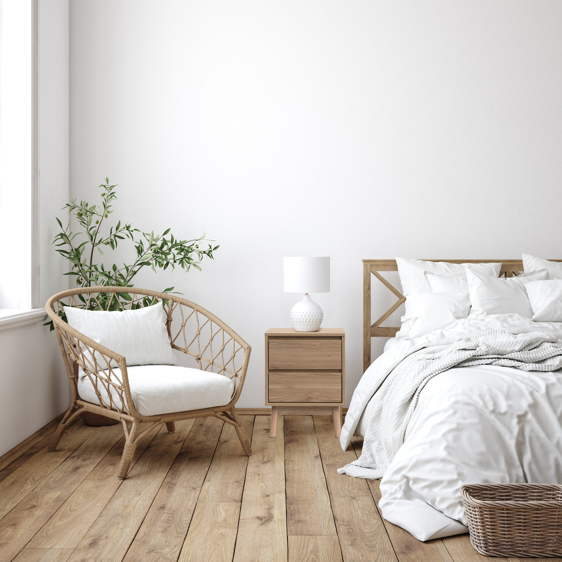 Rebecca Mobili Mesa de cabeceira de madeira castanha nórdica de 2 gavetas para dormitório - 8