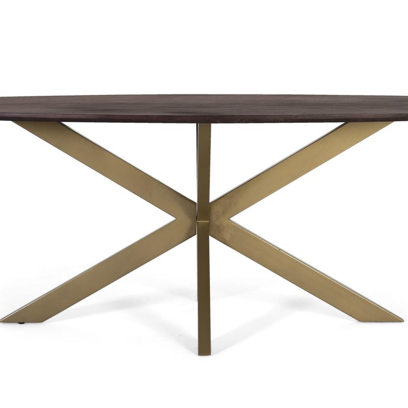 Stół owalny z drewna akacjowego i metalowymi nogami 200 cm