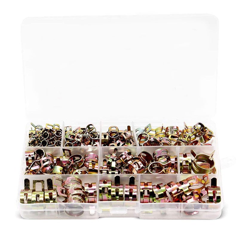 100 sztuk opasek zaciskowych sprężynowych, klipsy sprężynowe do węży - 6mm/7mm/8mm/9mm/10mm/11mm/12mm/14mm/15mm/17mm