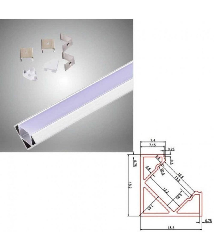 Trade Shop - Profilo In Alluminio Da 2mt Angolare Copertura Opaca Per Strip Led Strisce Al-06 - - 2