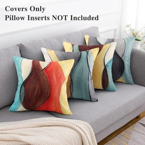 Copricuscini Decorativi Geometrici 45 X 45 Cm, Set Di 4 Copricuscini Quadrati In Lino Per Esterni~p157116732