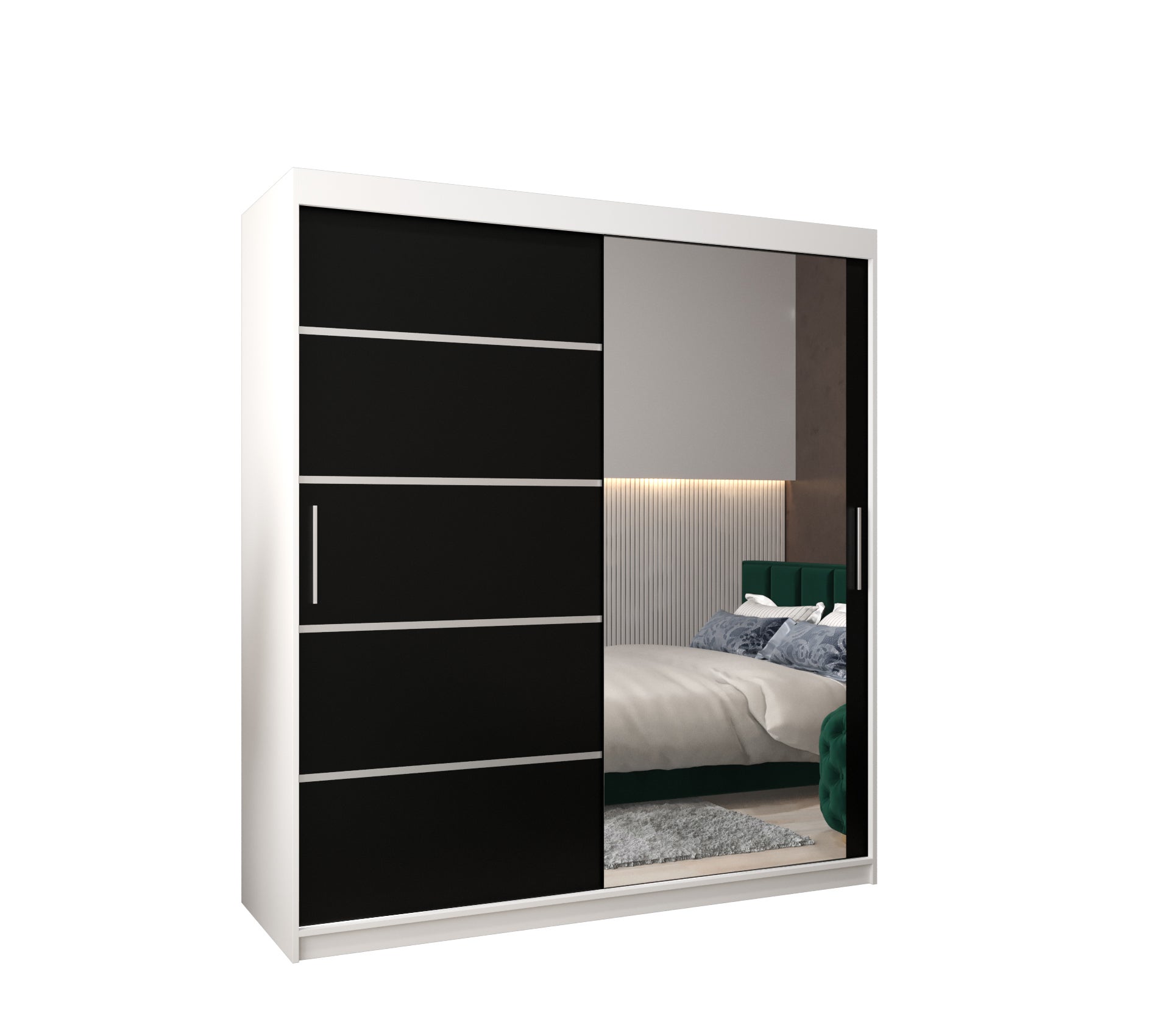 Szafa przesuwna garderoba Verona 2 180 x 62 x 200 cm Biały + Czarny - Abiks Meble