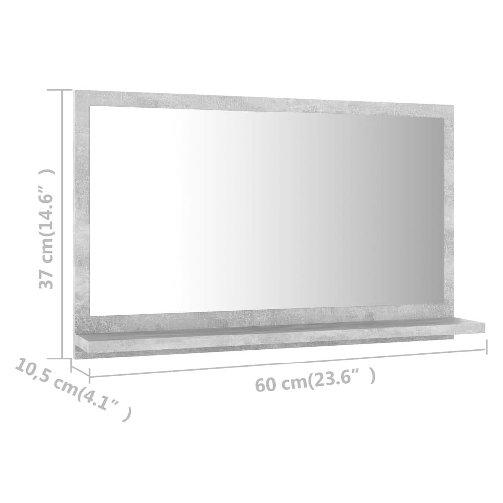Maison Exclusive - Specchio da Bagno Grigio Cemento 60x10,5x37cm Legno Multistrato - 5