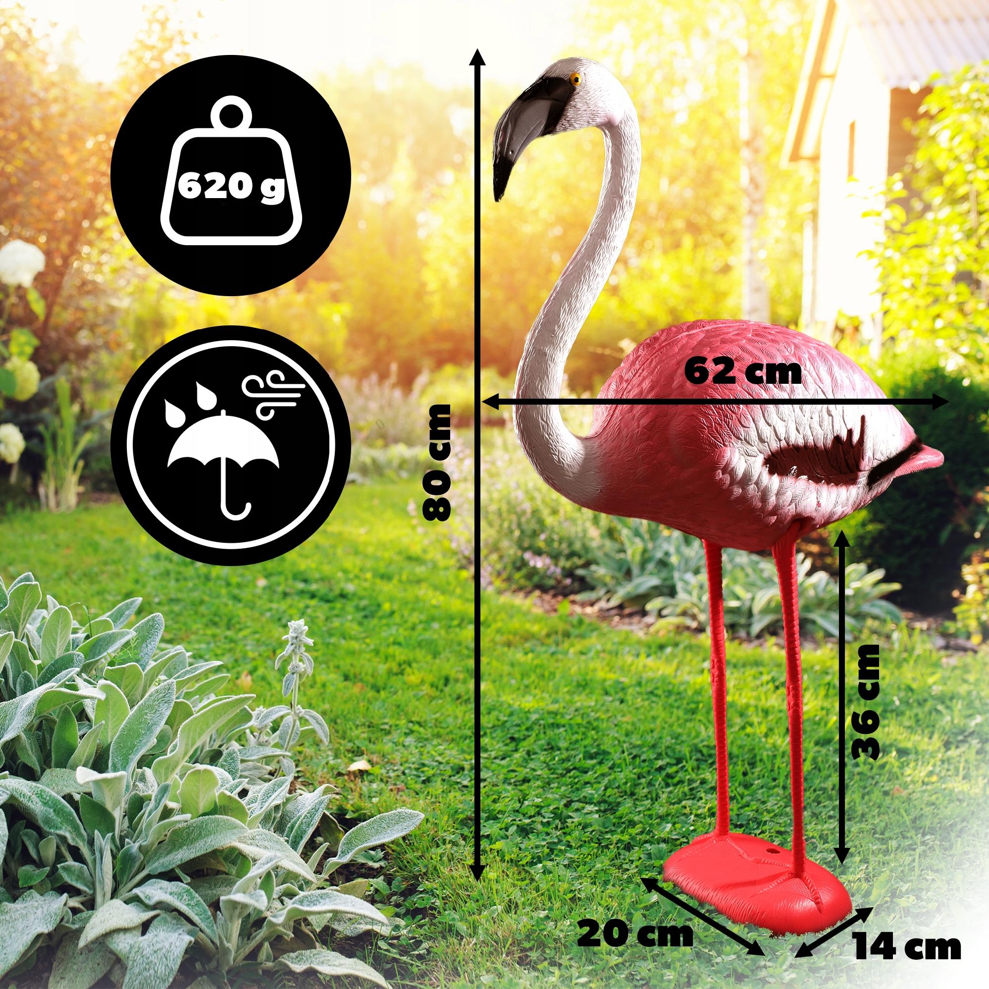 Estatueta de jardim KADAX Flamingo, 80 cm, plástico, estátua de jardim exótico, estátua de lago rosa, decoração de jardim para lago (80 cm) - 2