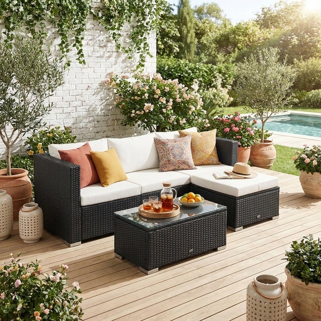 Salon de jardin en Acier Blanc 4 personnes