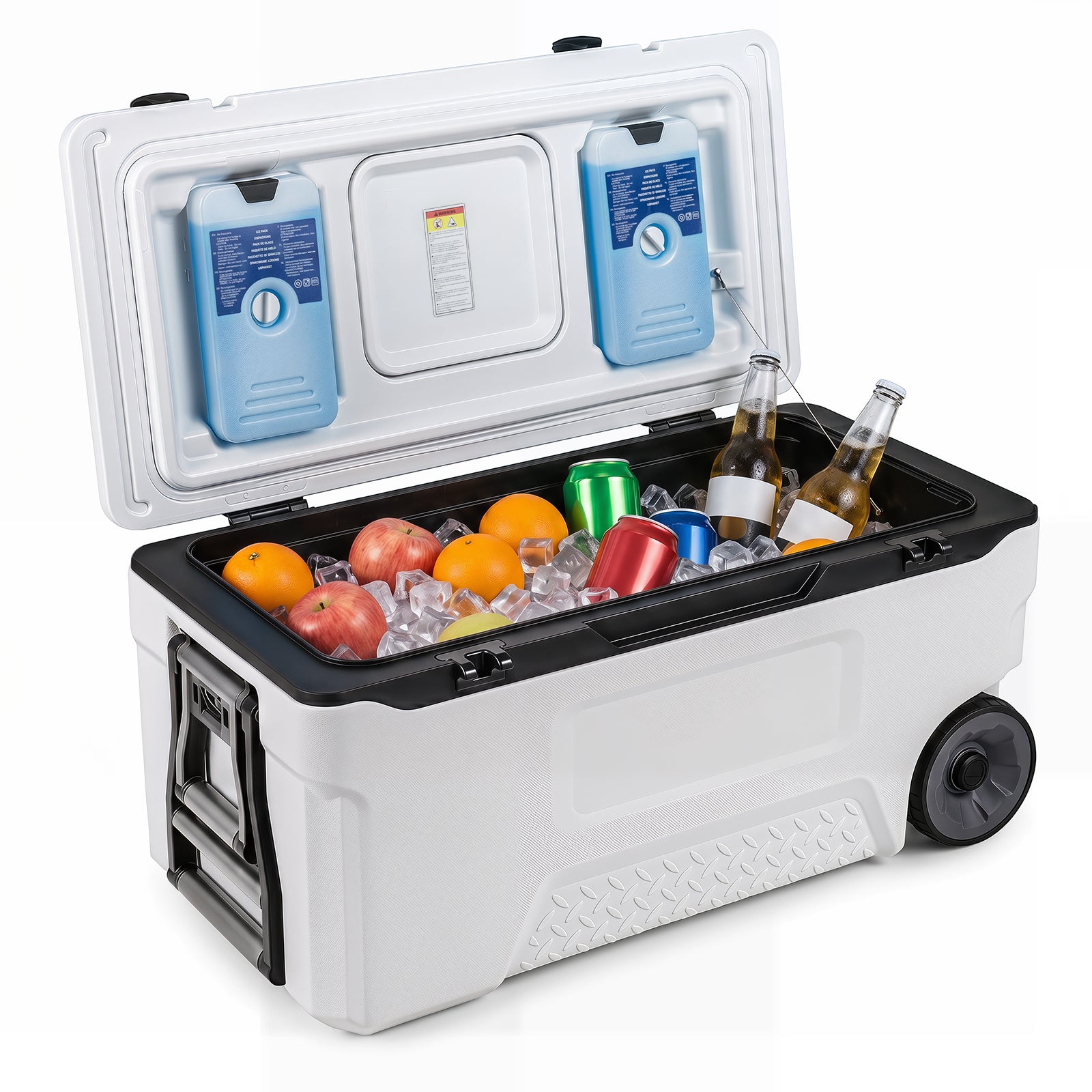 Glacière Isotherme Portable 70L, Réfrigérateur Portable à roulettes avec Orifice de Sortie Emplacement du Gobelet, Rétention de Glace de 6 Jours - 2