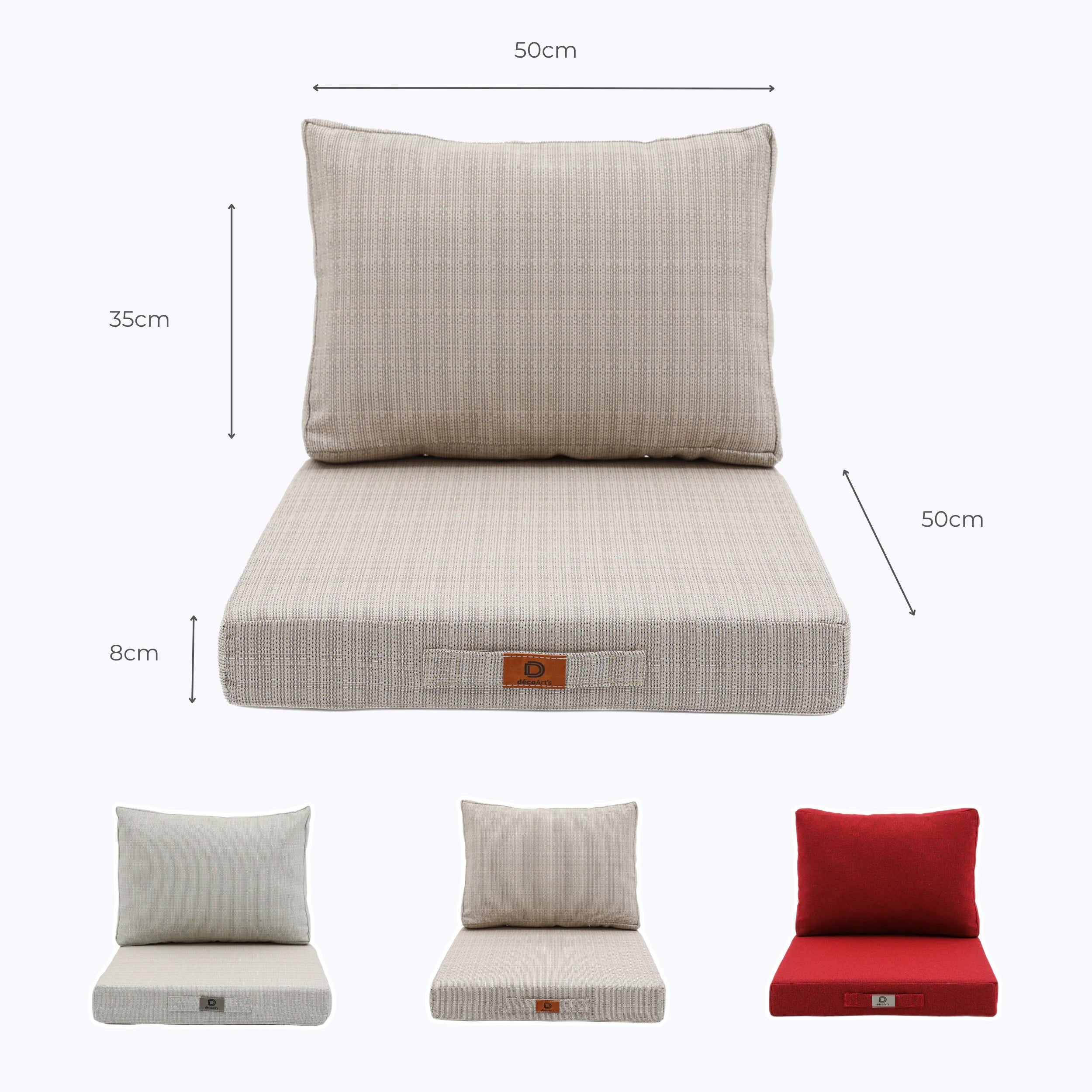 Coussins pour salon de jardin déhoussable 50x50cm - Beige Chiné - 5