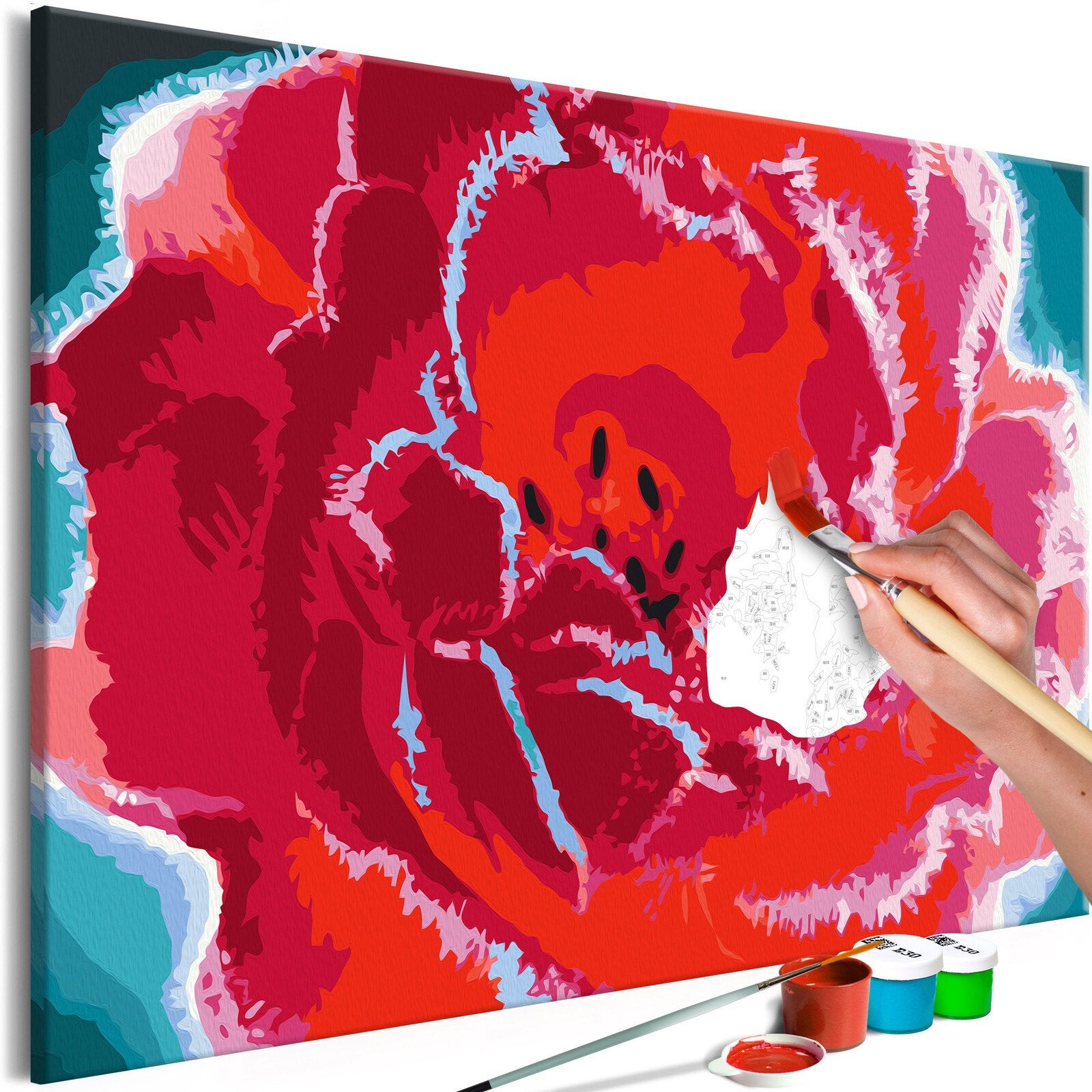 NEWENMO 4 Pack Peinture par Numéro Kits,Belles Fleurs Peinture Numero avec Cadre,Peinture à l'huile,DIY Acrylique Paint by Numbers pour Décoration Maison 20x20cm
