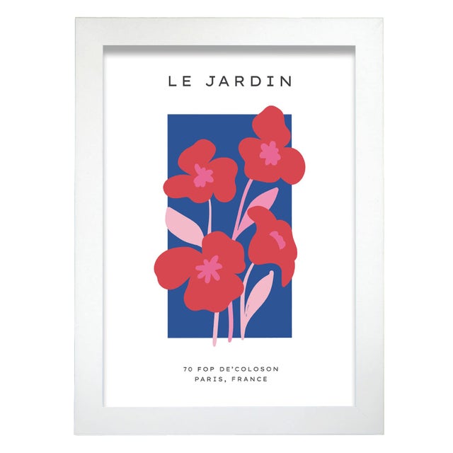 Affiche Avec Des Fleurs Et Des Plantes Fleurs Rouges Illustrations Artistiques Modernes Pour La Décoration Intérieure A4 Avec Cadre Blanc