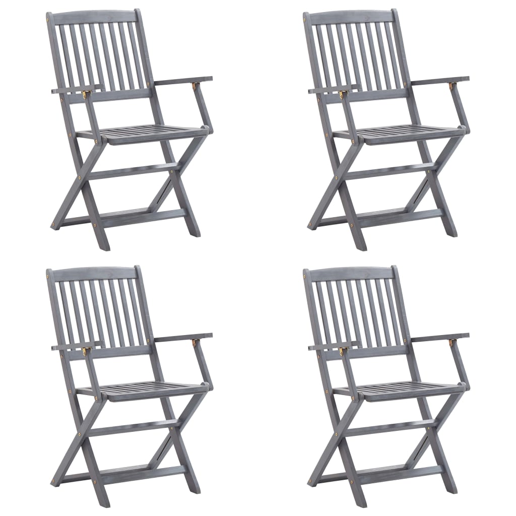 Chaises pliables d'extérieur 4 pcs avec coussins Bois d'acacia - 2