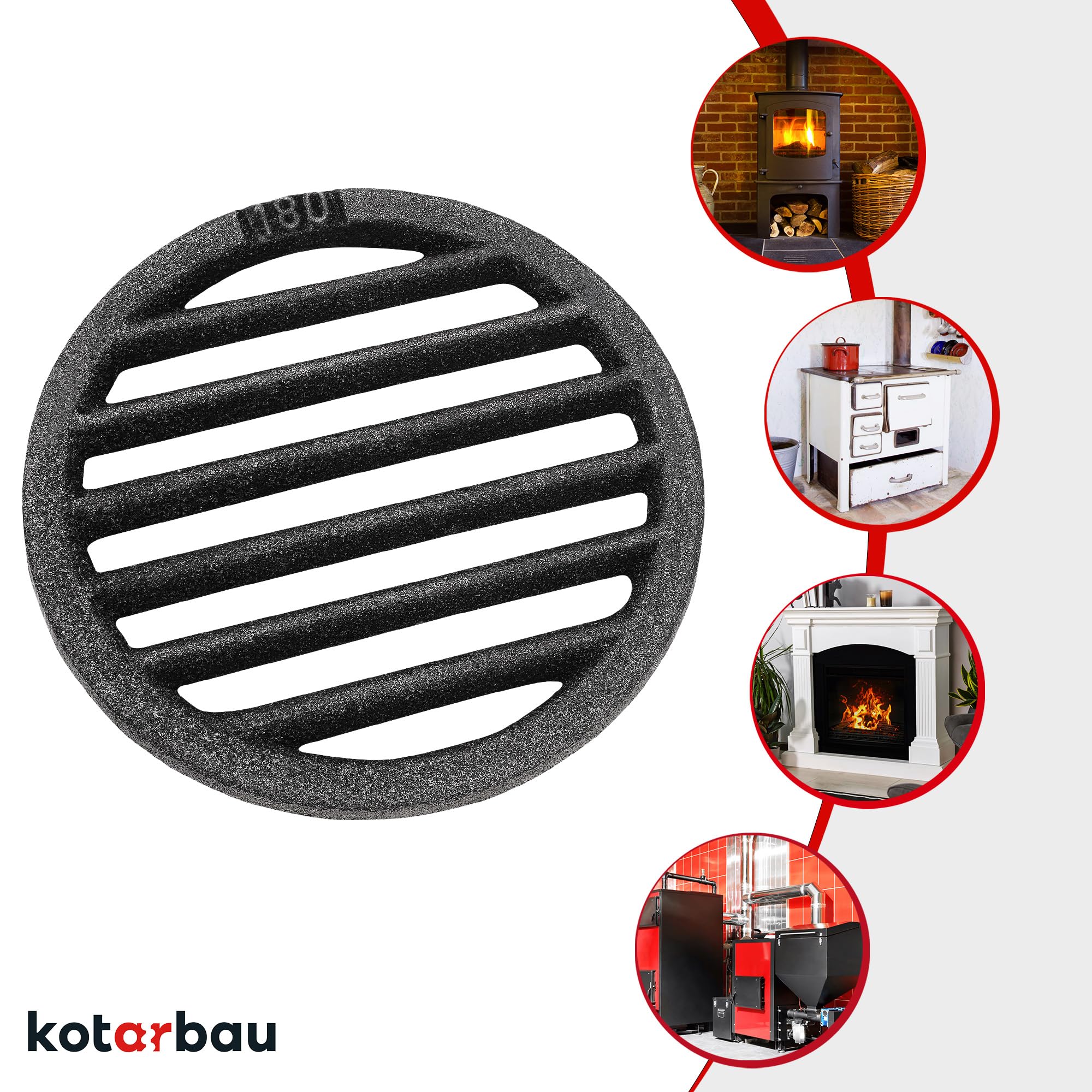 Grille de Cheminée en fonte diamètre 18 cm - Grille en fonte carrée - Résiste aux températures élevées - KOTARBAU - 5
