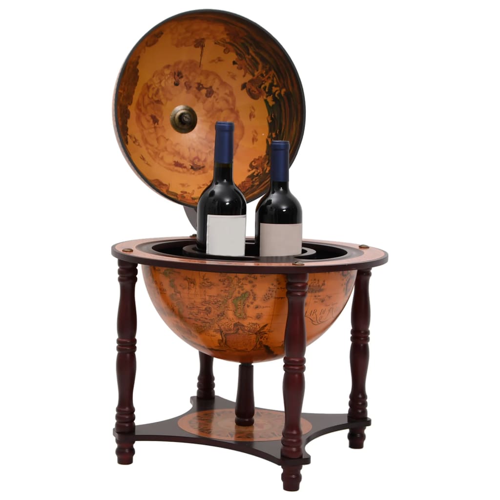 17 Pouces Globe en Bois Rack à Bouteilles de Vin avec Roues