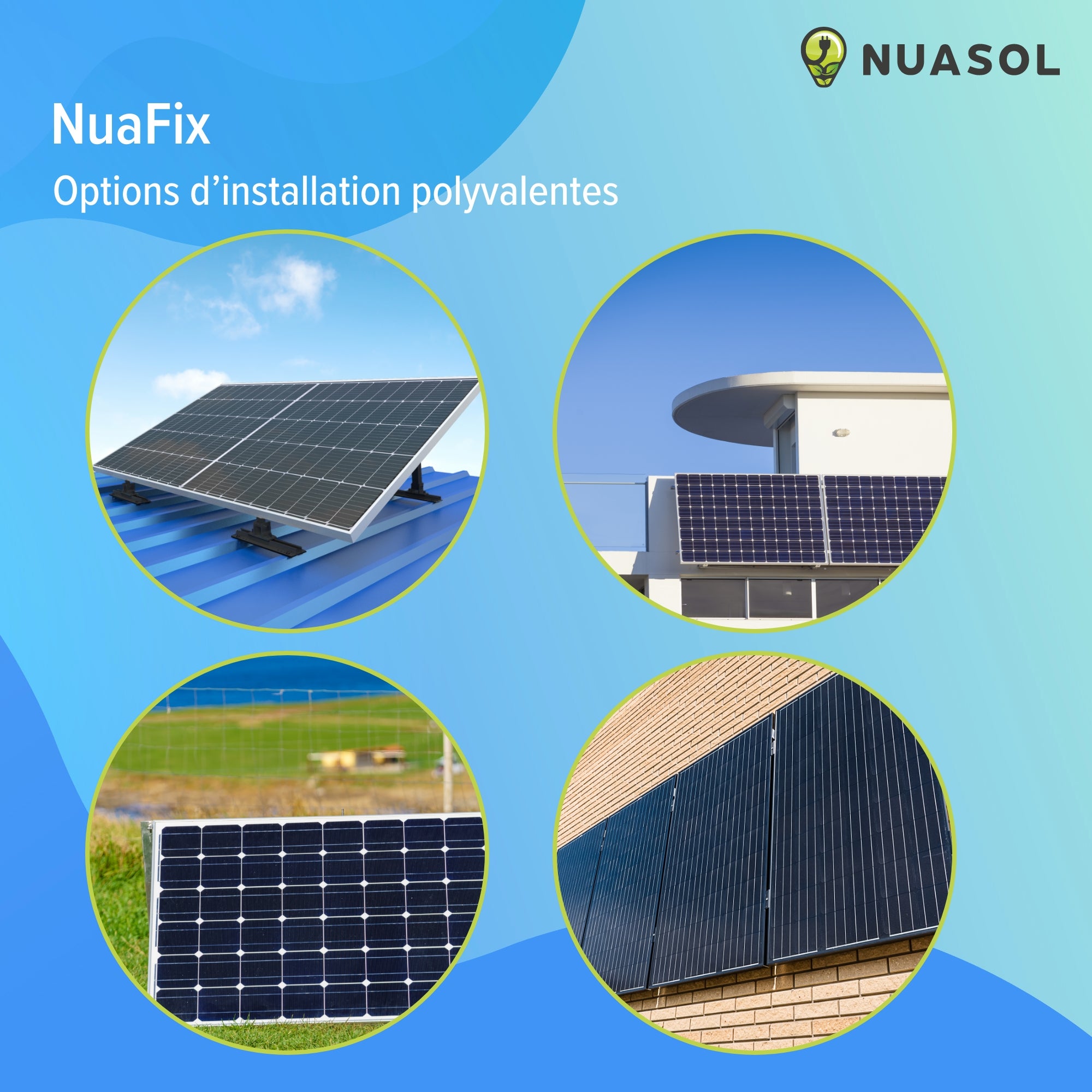 NUASOL Lot de 2 supports de centrales électriques de balcon Support de panneau solaire réglable pour installations photovoltaïques Angle d'inclinaison - 9