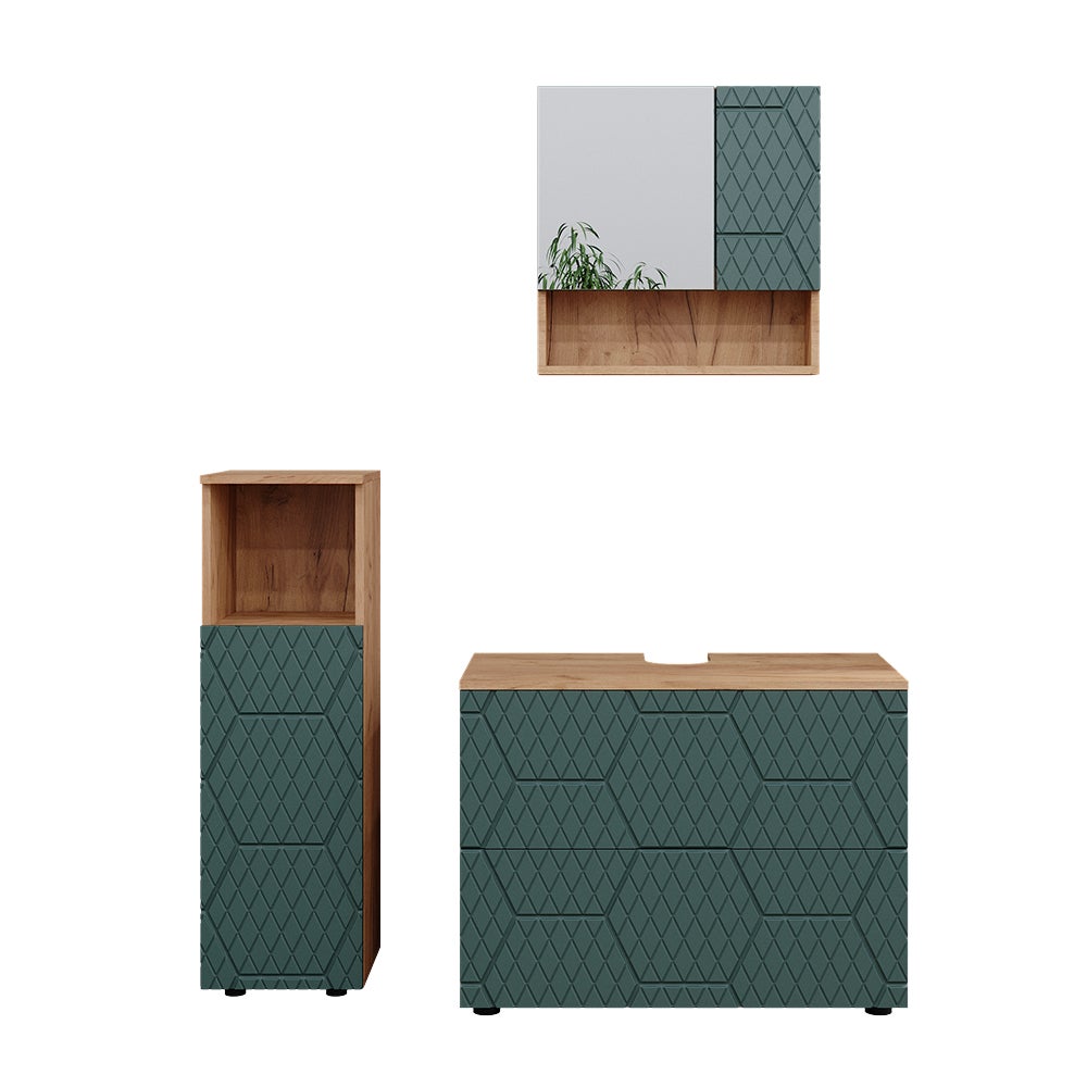 Ensemble Meubles Salle De Bain Vicco Irma 3 Pièces - Anthracite - Neuf