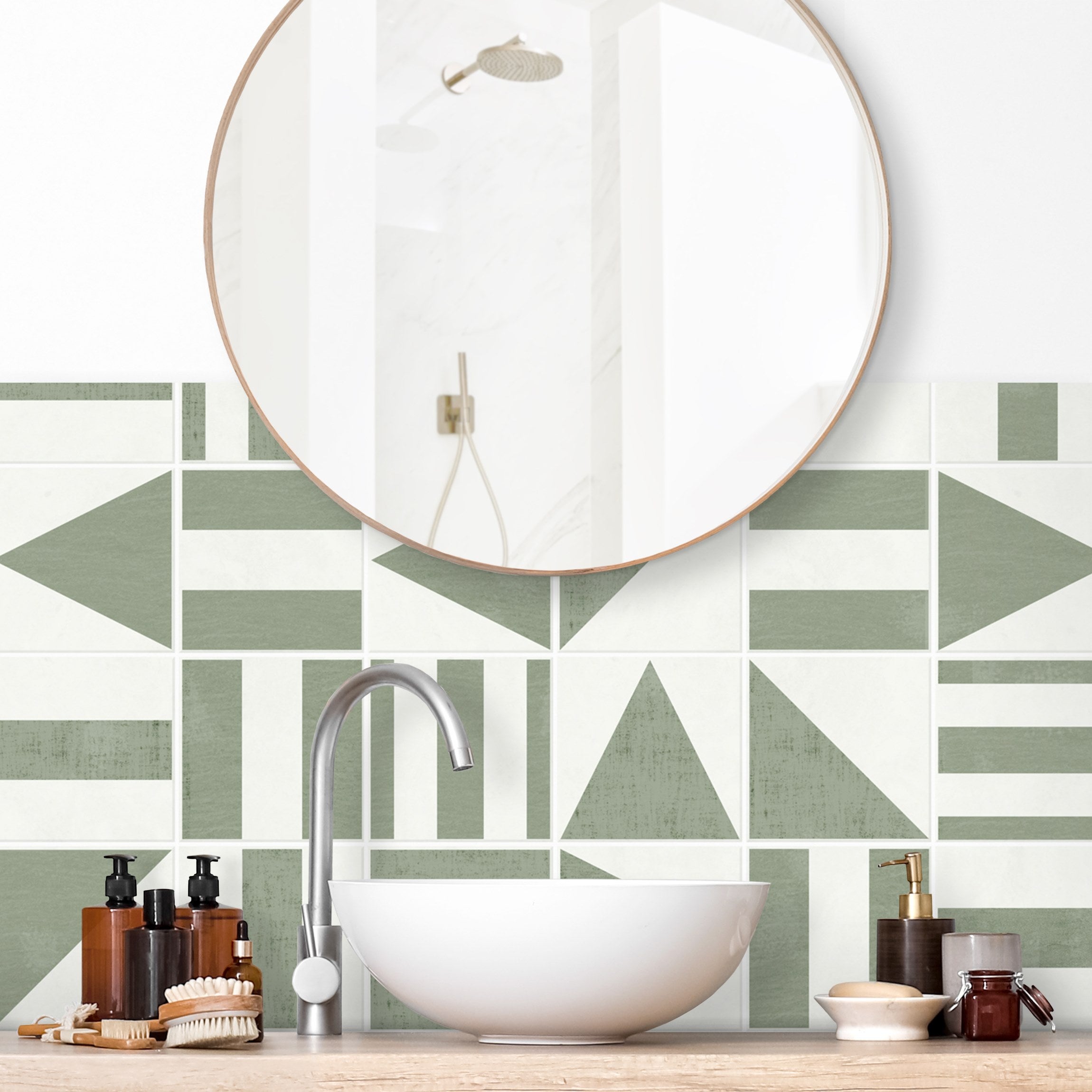 Pegatinas De Pared 3D Para Baño - Diseño Azul Con Estantes Y Frases, Impermeable, Fácil De Instalar