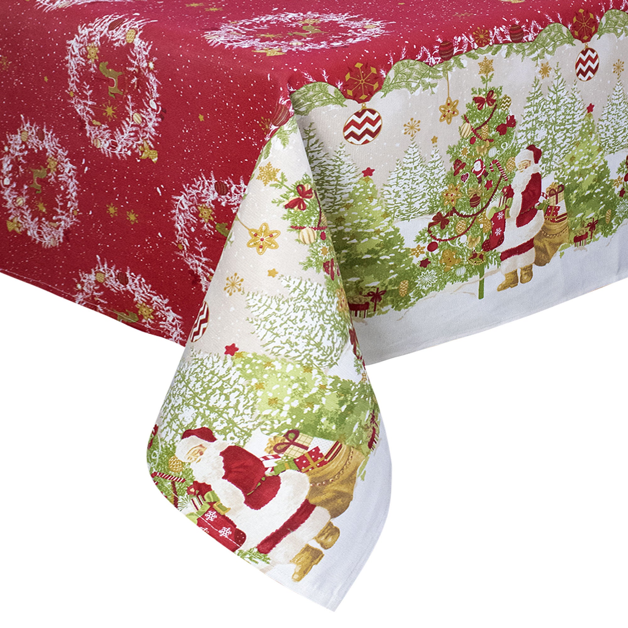 Tovaglia Di Natale Rettangolare In Cotone Jacquard Grigio Anima E Argento 140x350 Cm Merry 92851140