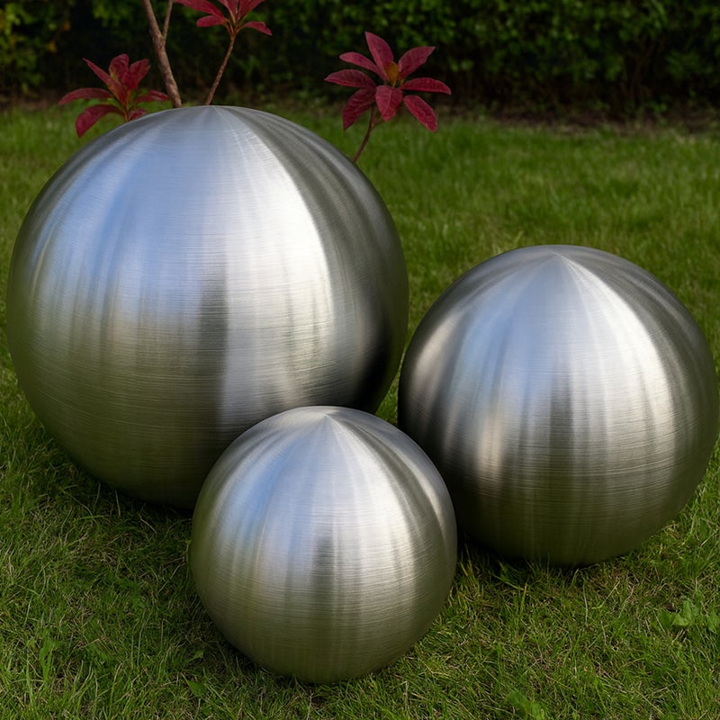 Köhko zestaw 3 kul ze stali nierdzewnej Ø 28-38-58 cm kula dekoracyjna wykonana ze szczotkowanej matowej stali nierdzewnej