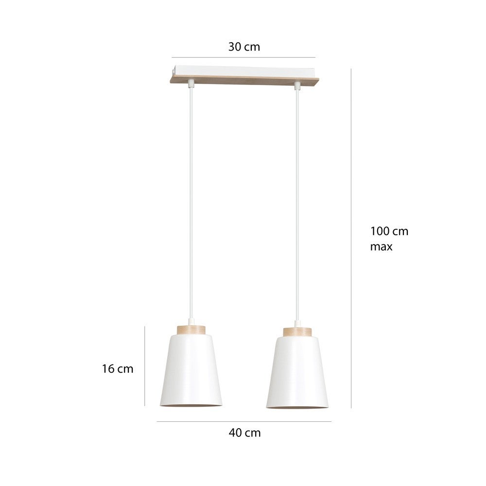 Lampa sufitowa Lasso 2 światła biała z drewnianymi detalami 2xE27 - 5