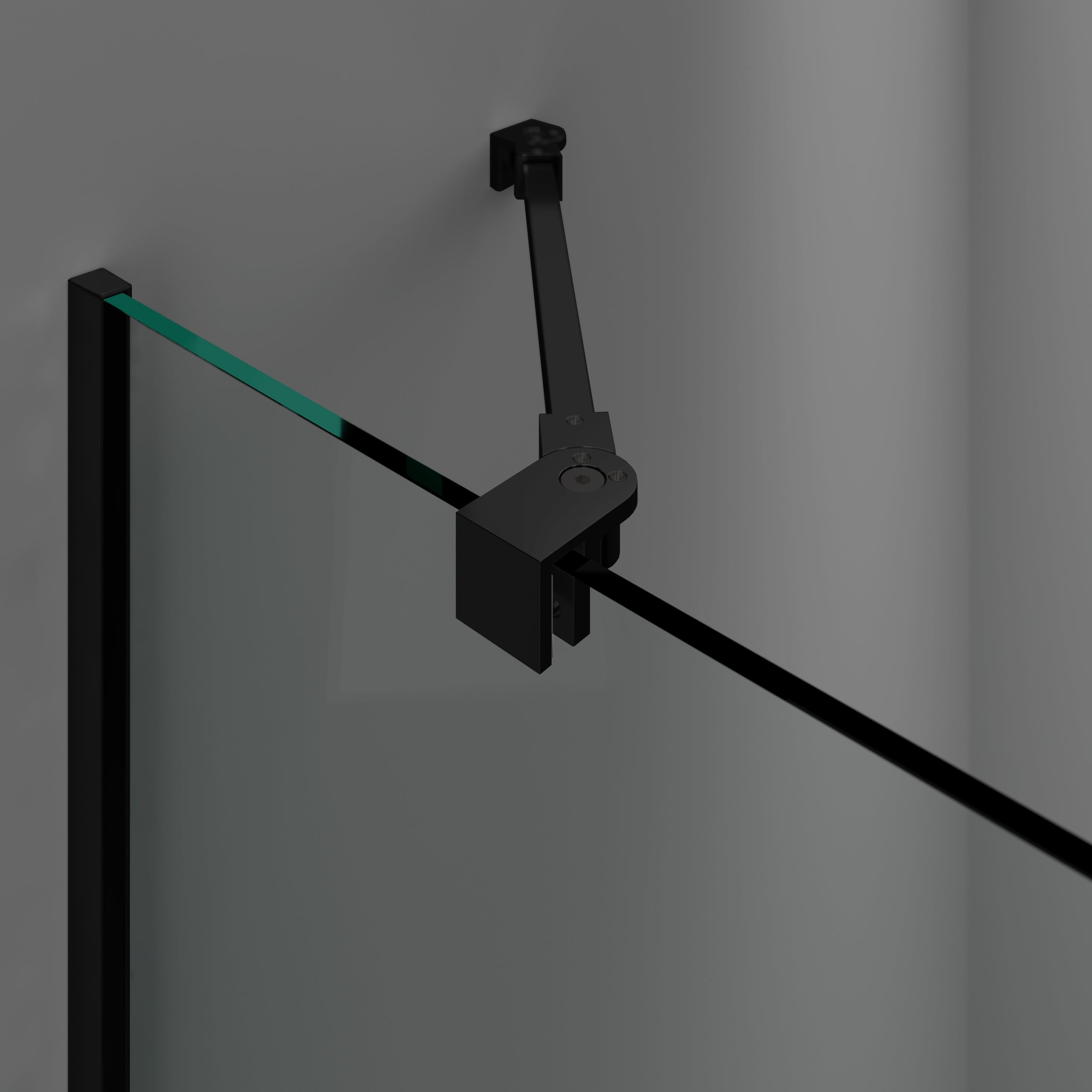Parete fissa per doccia SCREEN Nero Trasparente 106,5-108 cm (Include braccio di supporto) - 2