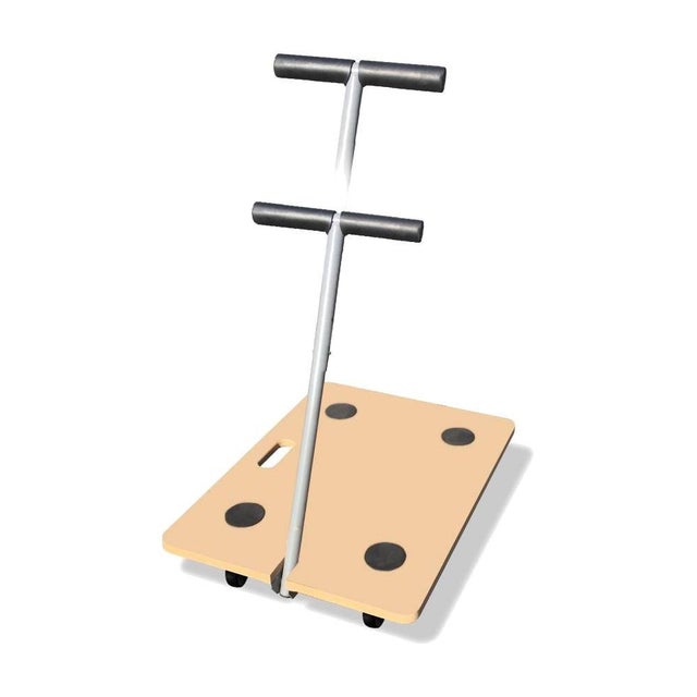 Plateau roulant charges lourdes avec manche télescopique Bois MDF et Aluminium 60 x 45 cm EURO