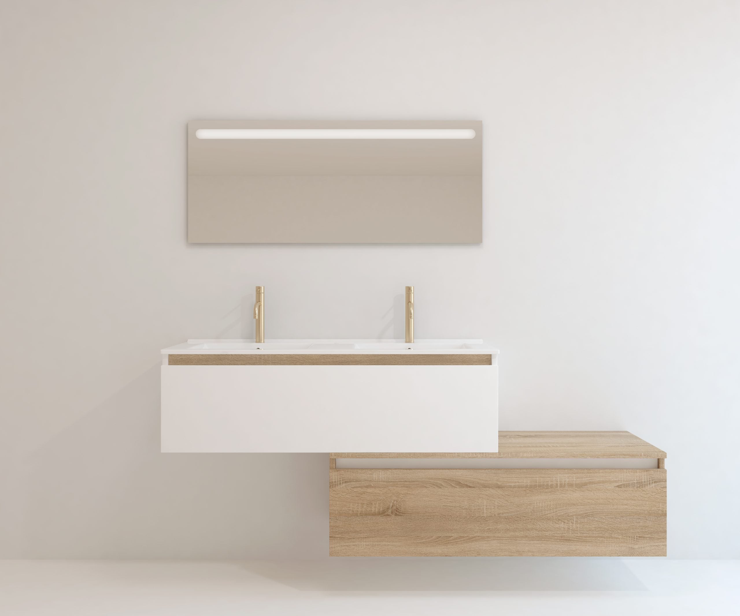 Meuble de salle de bain Mapau avec Double Vasque et Miroir LED DIJON Bardolino 120cm - 4