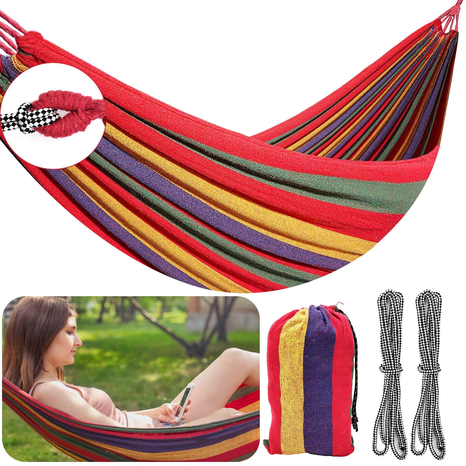 Hamac De Camping Léger En Filet – Capacité 200 Kg, Pour Randonnée, Jardin, Plage, Voyage