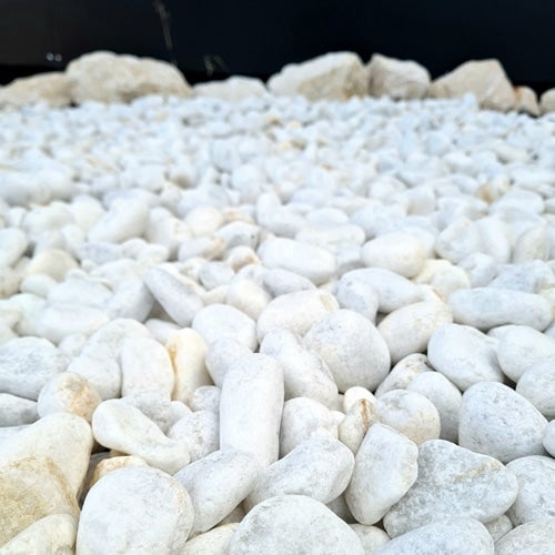 Sac de +/- 1,5T = 20M² Gravier marbre blanc roulé 12/25 - 2