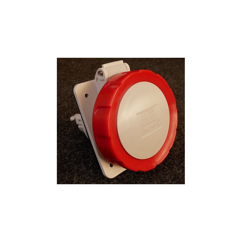 Prise Socle Femelle Verrouillable Scame 3P+T 16A 380-415V - Clapet Rouge - Réf. SOB400.1686 - Neuf