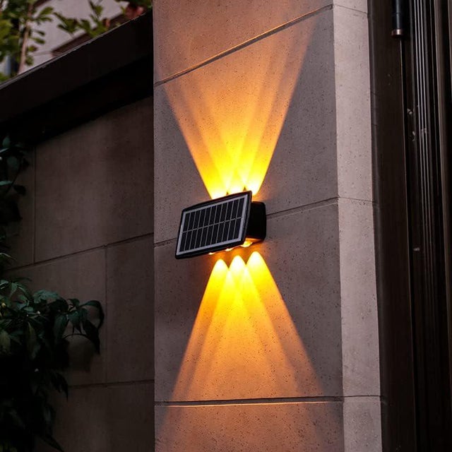 Zewnętrzny wodoszczelny kinkiet solarny wysoka jasność diody LED wypukłe lustro podwójna prędkość żółtego światła odpowiedni do drzwi wejściowych