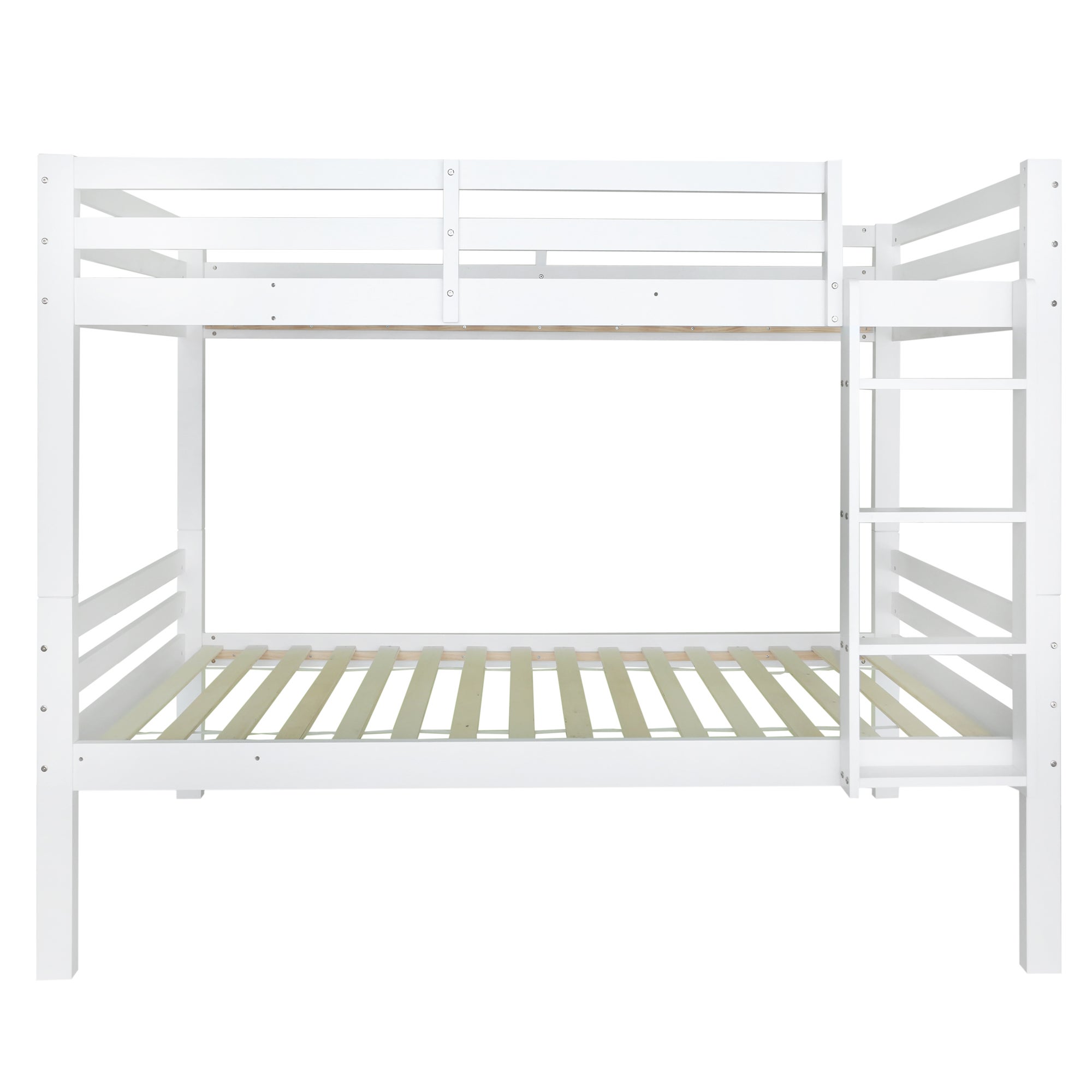 Lit superposé pour enfants avec échelle d'angle à trois niveaux et protection contre les chutes, cadre en pin, blanc, 90x200cm - 7