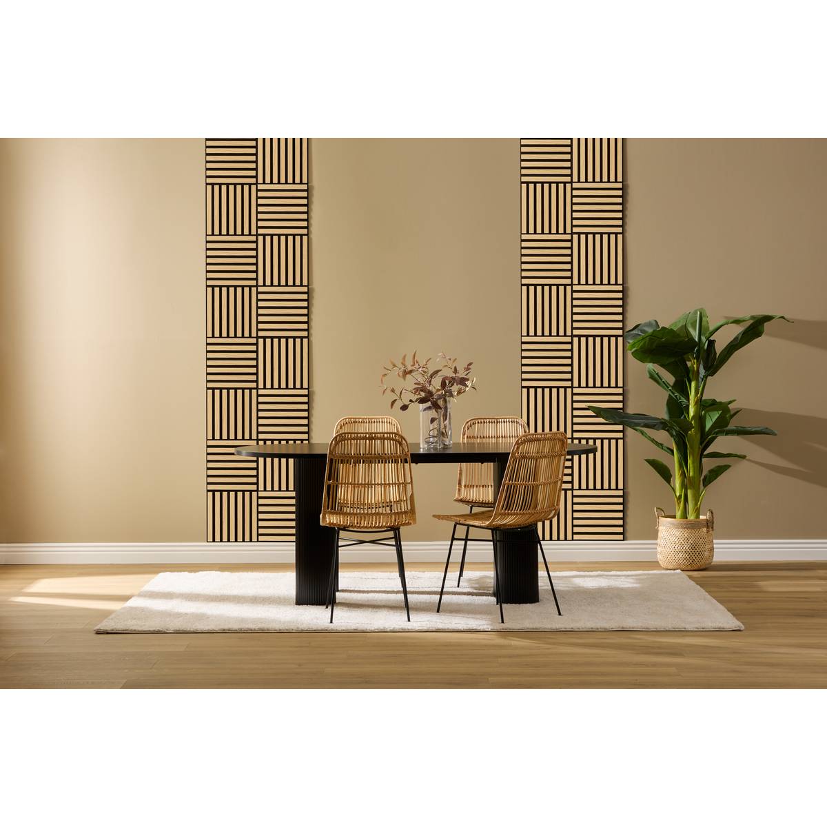 Lot de 3 panneaux décoratifs Colva beige fond noir 30x30cm - Atmosphera créateur d'intérieur - 5